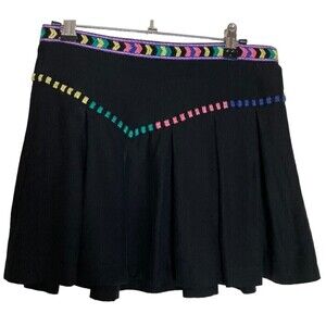 Parker Pleated Short Skirt Women's Size S A-Line Black Rainbow